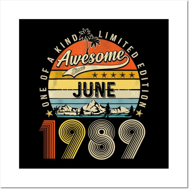 Awesome Since June 1989 Vintage 34th Birthday Wall Art by louismcfarland